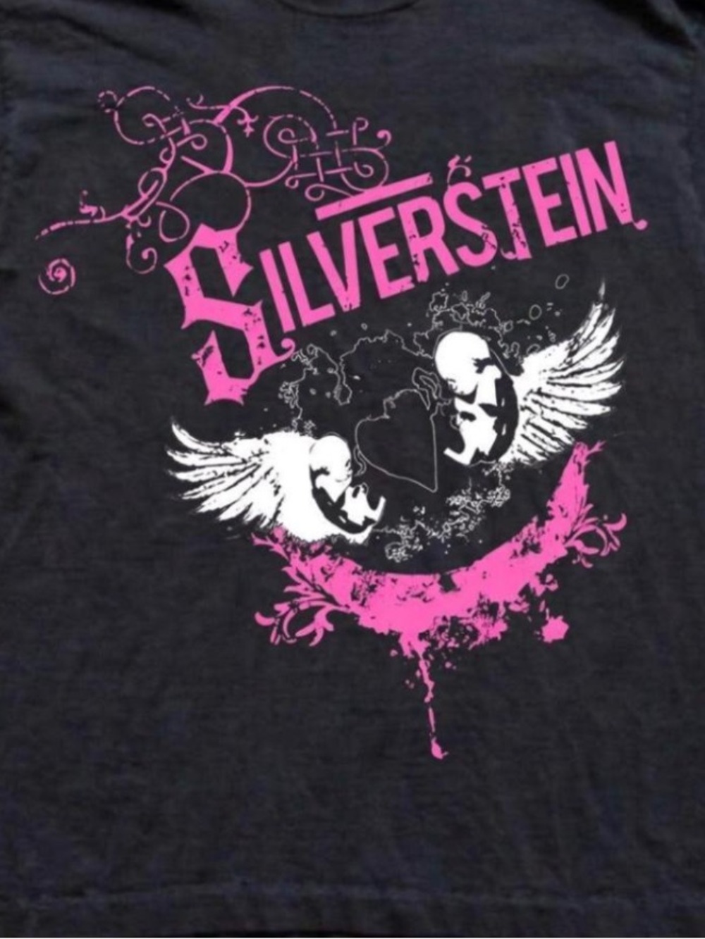 Black Silverstein Short Sleeve Graphic Tee with Pink & White Design - Picture 2 of 2
